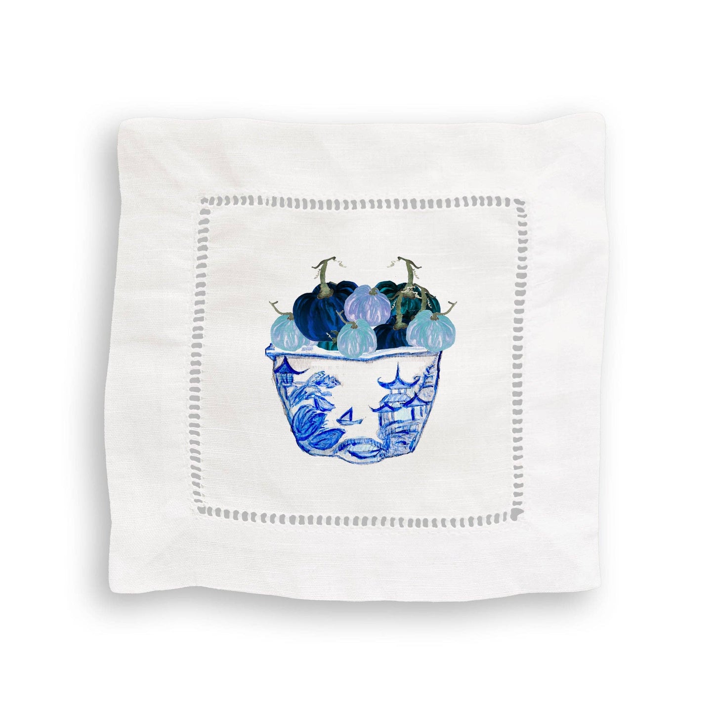 Blue & White Pot with Blue Pumpkins: Dishtowel / -