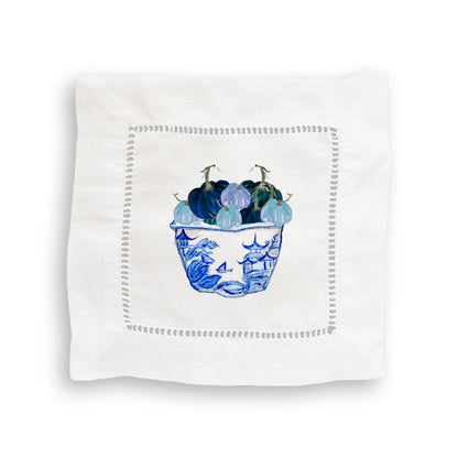 Blue & White Pot with Blue Pumpkins: Dishtowel / -