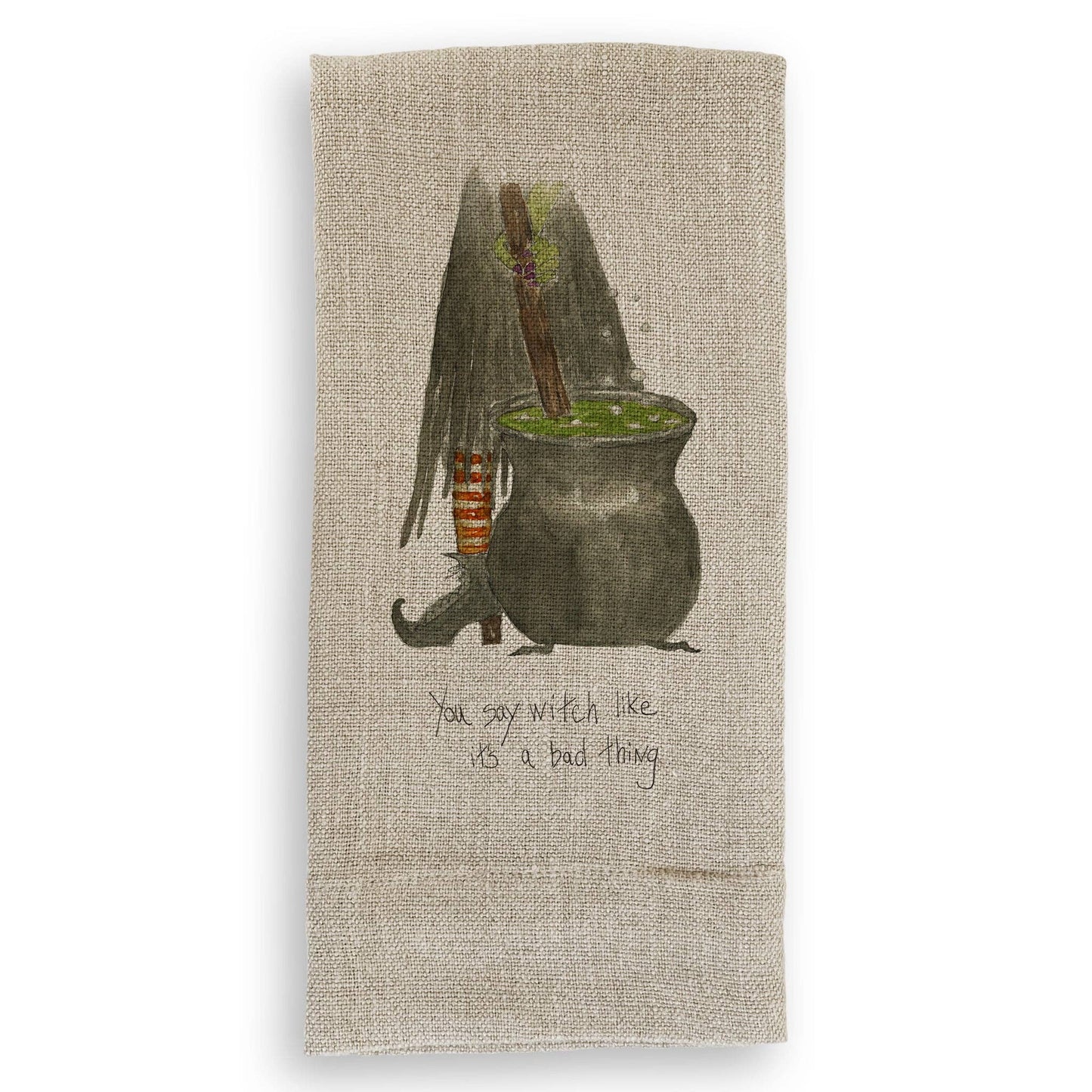 Witch Stirring Pot: Dishtowel / Remove Words / -