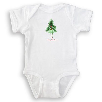 Lady with Christmas Tree: Dishtowel / Keep Words / -