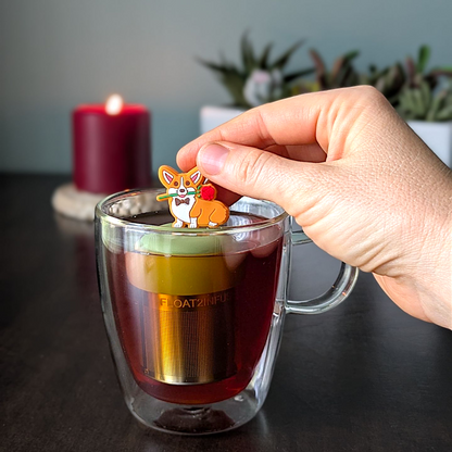 Rose Corgi | Floating Tea Infuser | Green Base | Orange