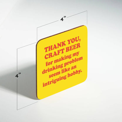 Funny Wine Coaster - Thank you craft beer