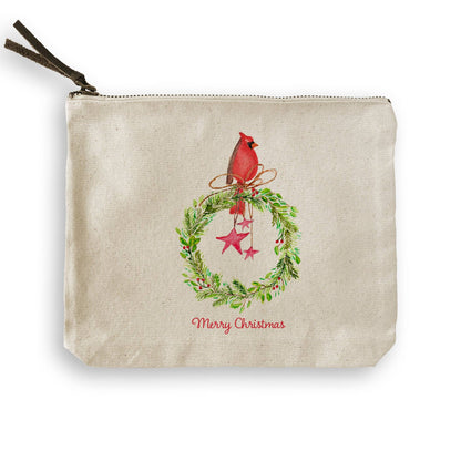 Cardinal Sitting On Wreath with Stars: Dishtowel / -