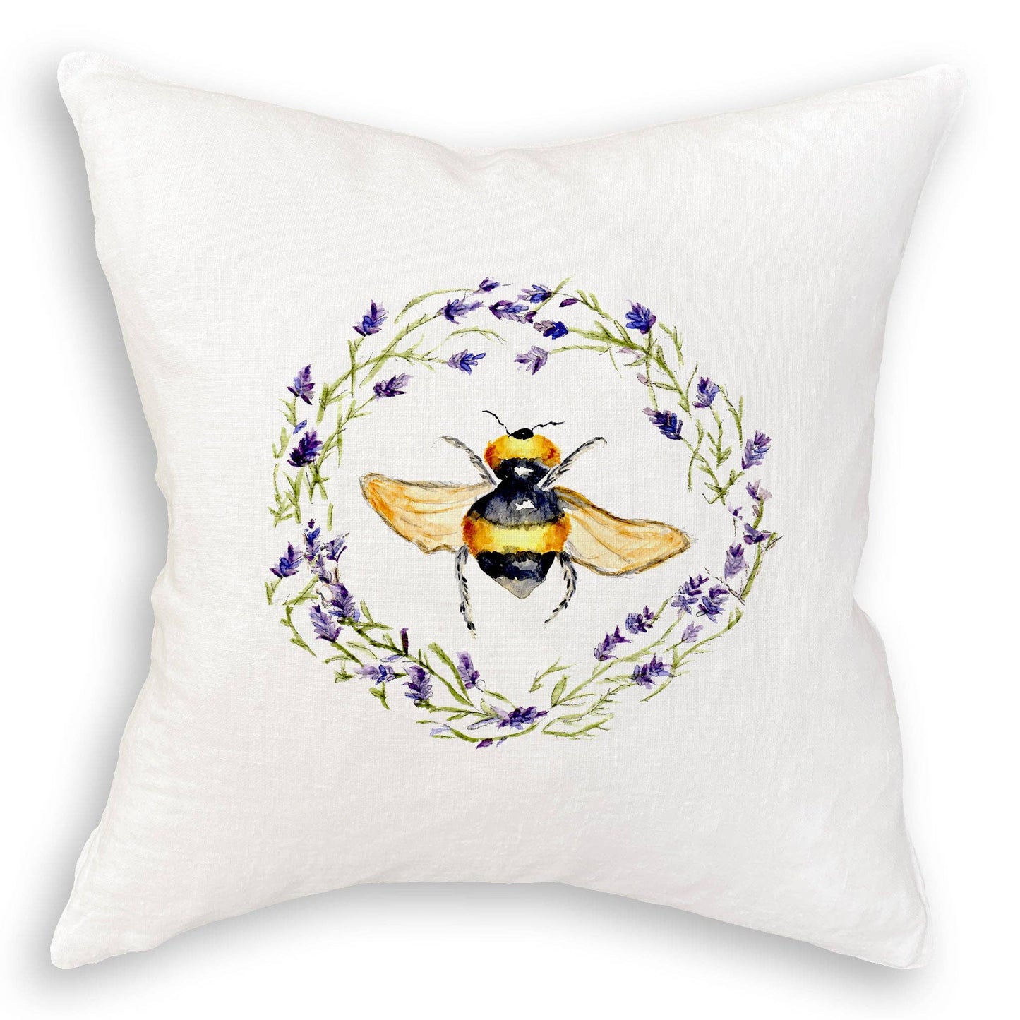 Bee with Lavender Wreath: Dishtowel / -