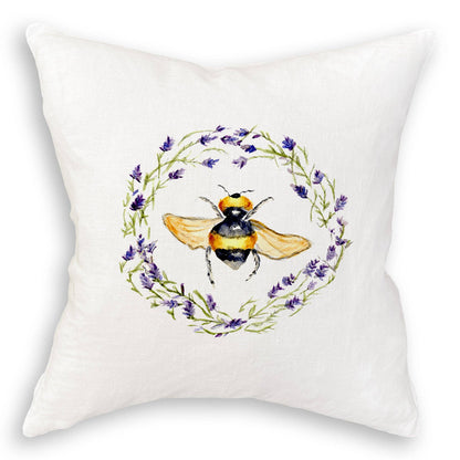 Bee with Lavender Wreath: Dishtowel / -
