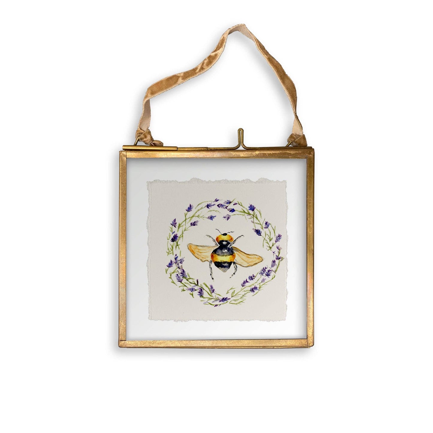 Bee with Lavender Wreath: Dishtowel / -