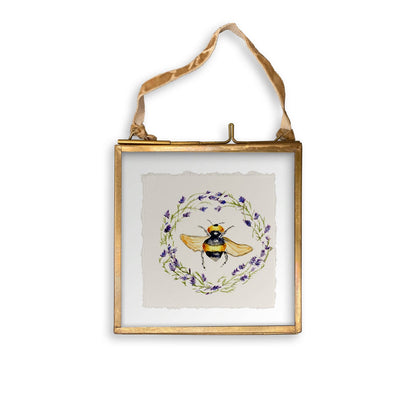 Bee with Lavender Wreath: Dishtowel / -