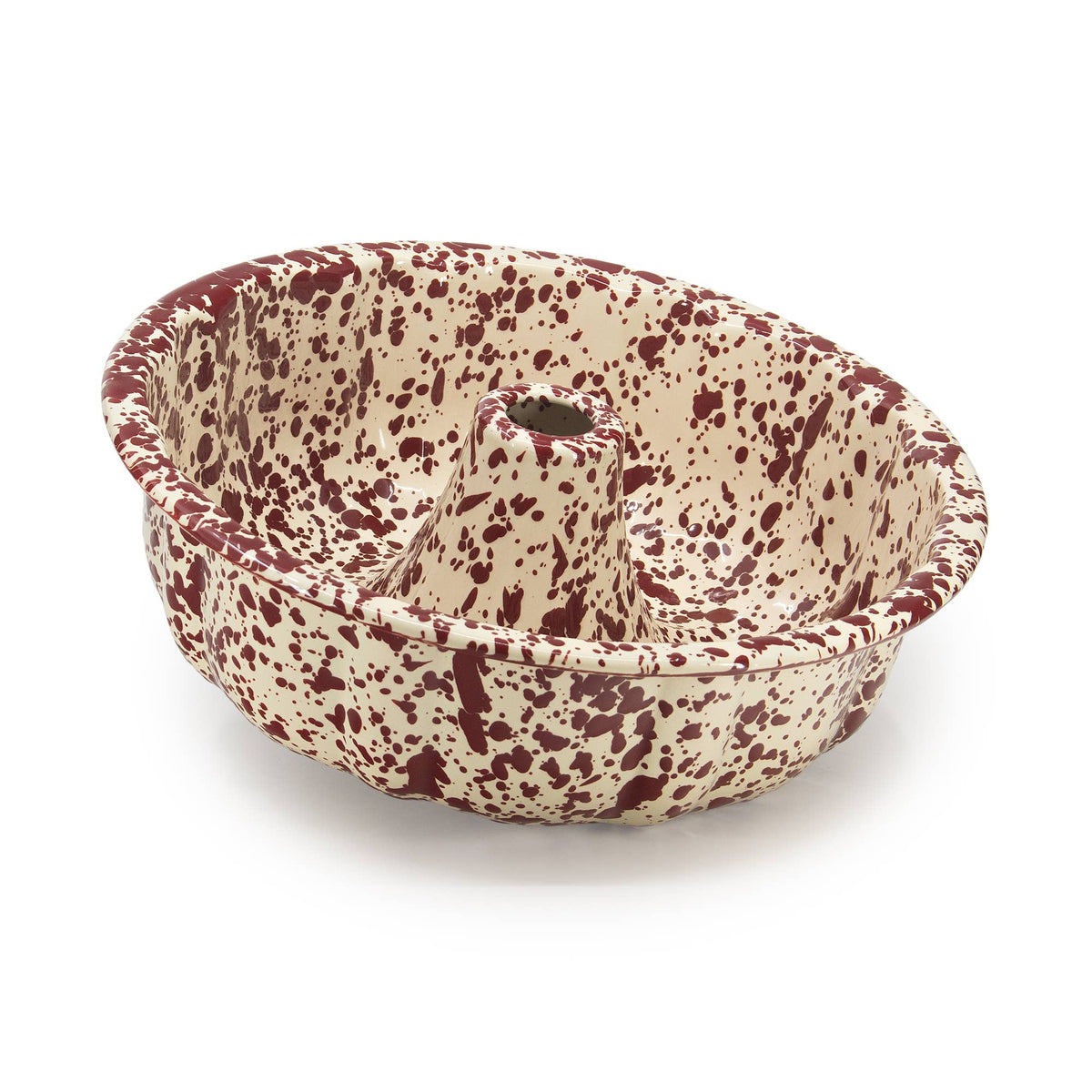 Splatter Enamelware Bundt Pan: Navy and Cream Splatter