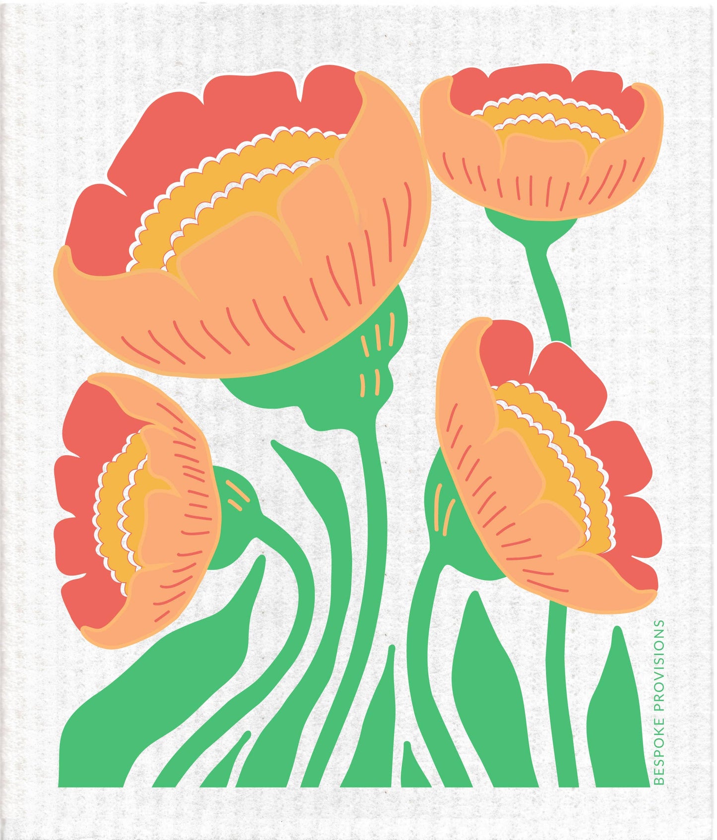 Peach Flower Swedish Dishcloth - Reusable Sponge Cloth