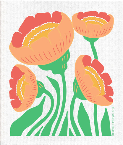Peach Flower Swedish Dishcloth - Reusable Sponge Cloth