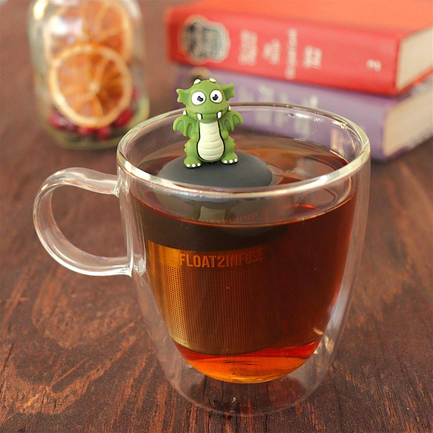 Dark Green Dragon| Floating Tea Infuser | Black Base | Green