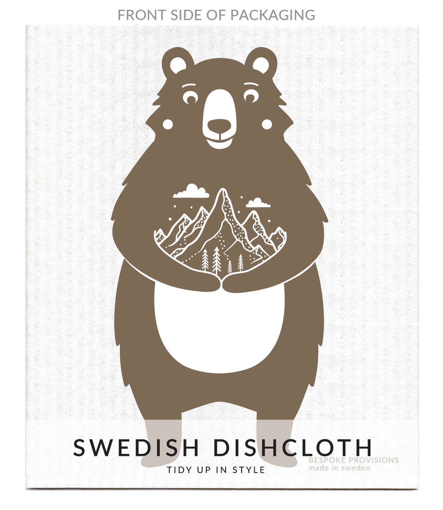 Bear w/ Mountains Swedish Dishcloth - Reusable Sponge Cloths