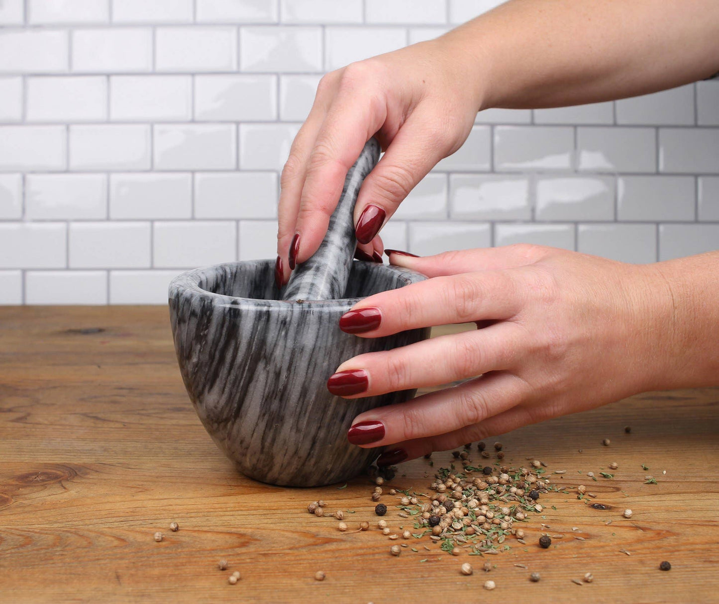 Marble Mortar & Pestle - Gray