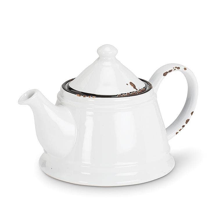 Enamel Look Teapot, 9"L (32oz) - 1045: Blue