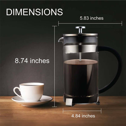 Fino Stainless Steel French Press Coffee Maker, 8 Cup