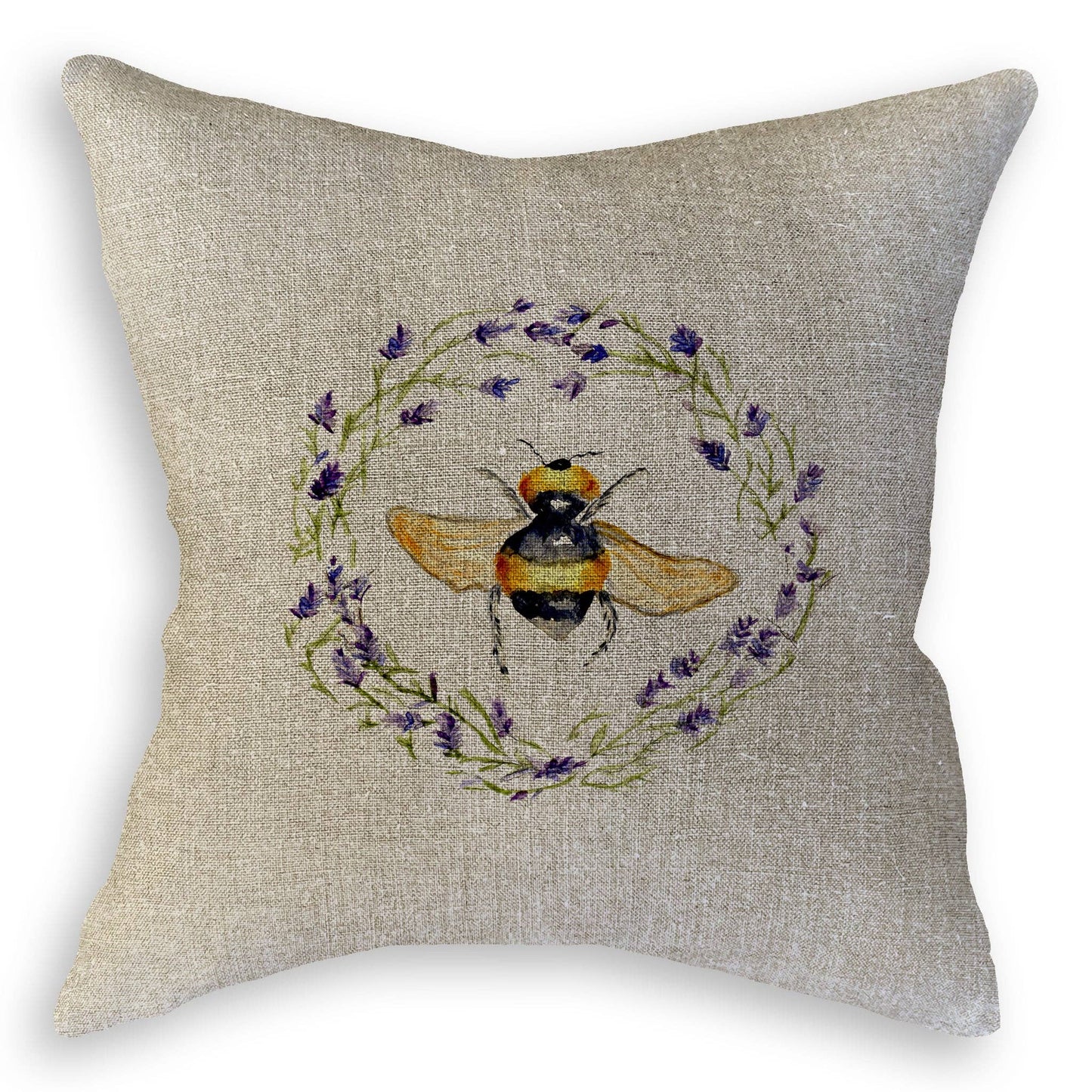 Bee with Lavender Wreath: Dishtowel / -
