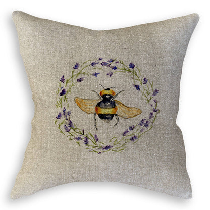 Bee with Lavender Wreath: Dishtowel / -