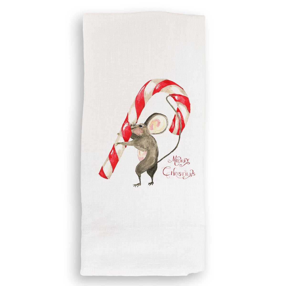 Mouse with Candy Cane: Dishtowel / Keep Words / -