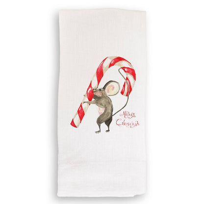 Mouse with Candy Cane: Dishtowel / Keep Words / -