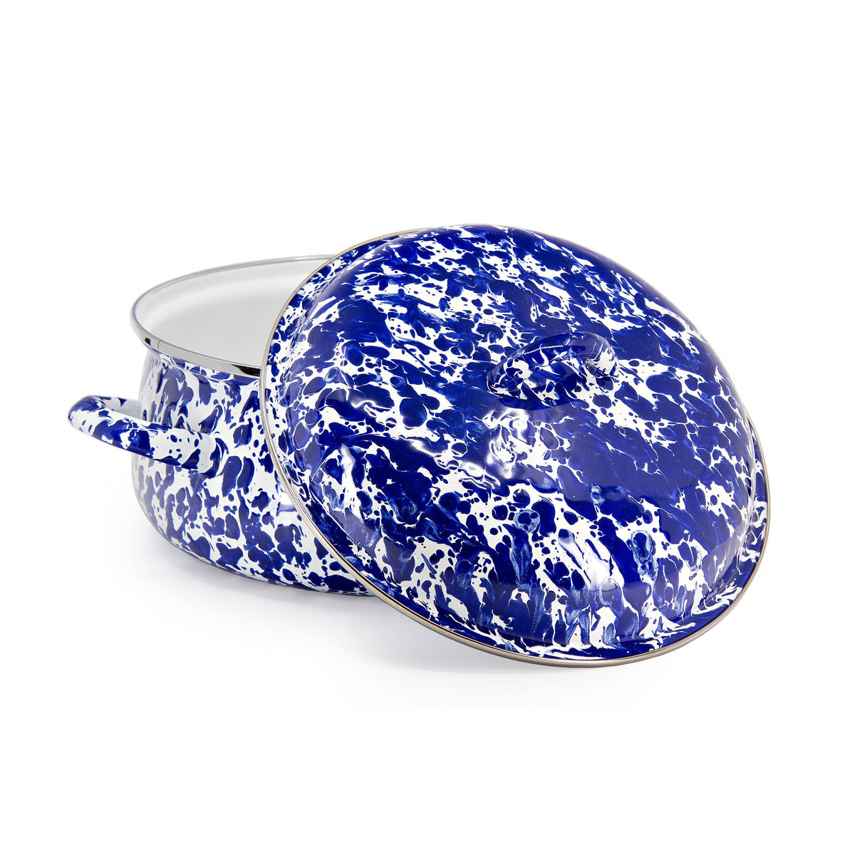 Golden Rabbit Enamelware Swirl Dutch Oven: Cobalt Swirl