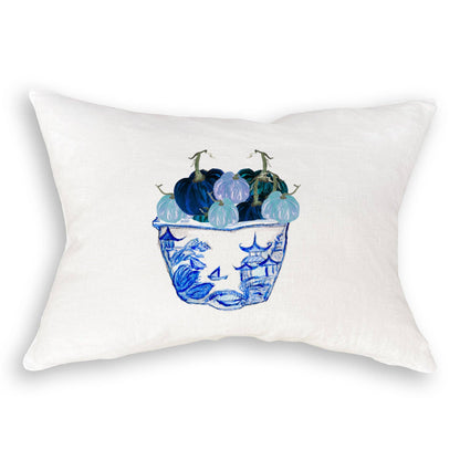 Blue & White Pot with Blue Pumpkins: Dishtowel / -