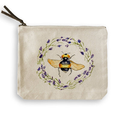 Bee with Lavender Wreath: Dishtowel / -