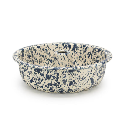 Splatter Enamelware Bundt Pan: Green and Cream Splatter