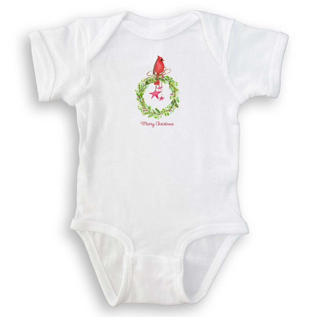 Cardinal Sitting On Wreath with Stars: Dishtowel / -