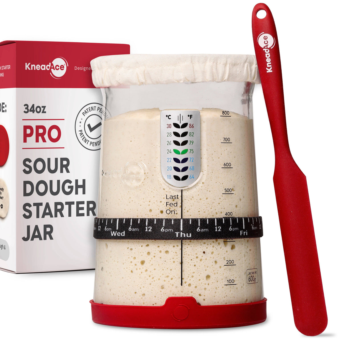 KneadAce® PRO  34 Oz Sourdough Starter Jar: Single Pack
