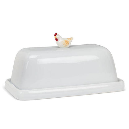 Rectangle Covered Butter Dish with Hen
