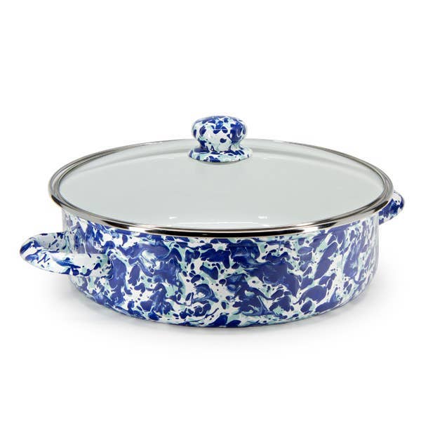Golden Rabbit Enamelware Swirl Sm Saute Pan: Solid White