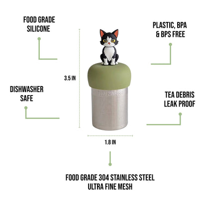 Black & White Cat | Floating Tea Infuser | Green Base