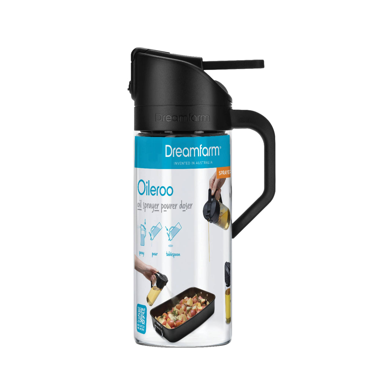 Oileroo® - No Clog Oil Sprayer, Pourer and 1 Tbsp Doser: Black