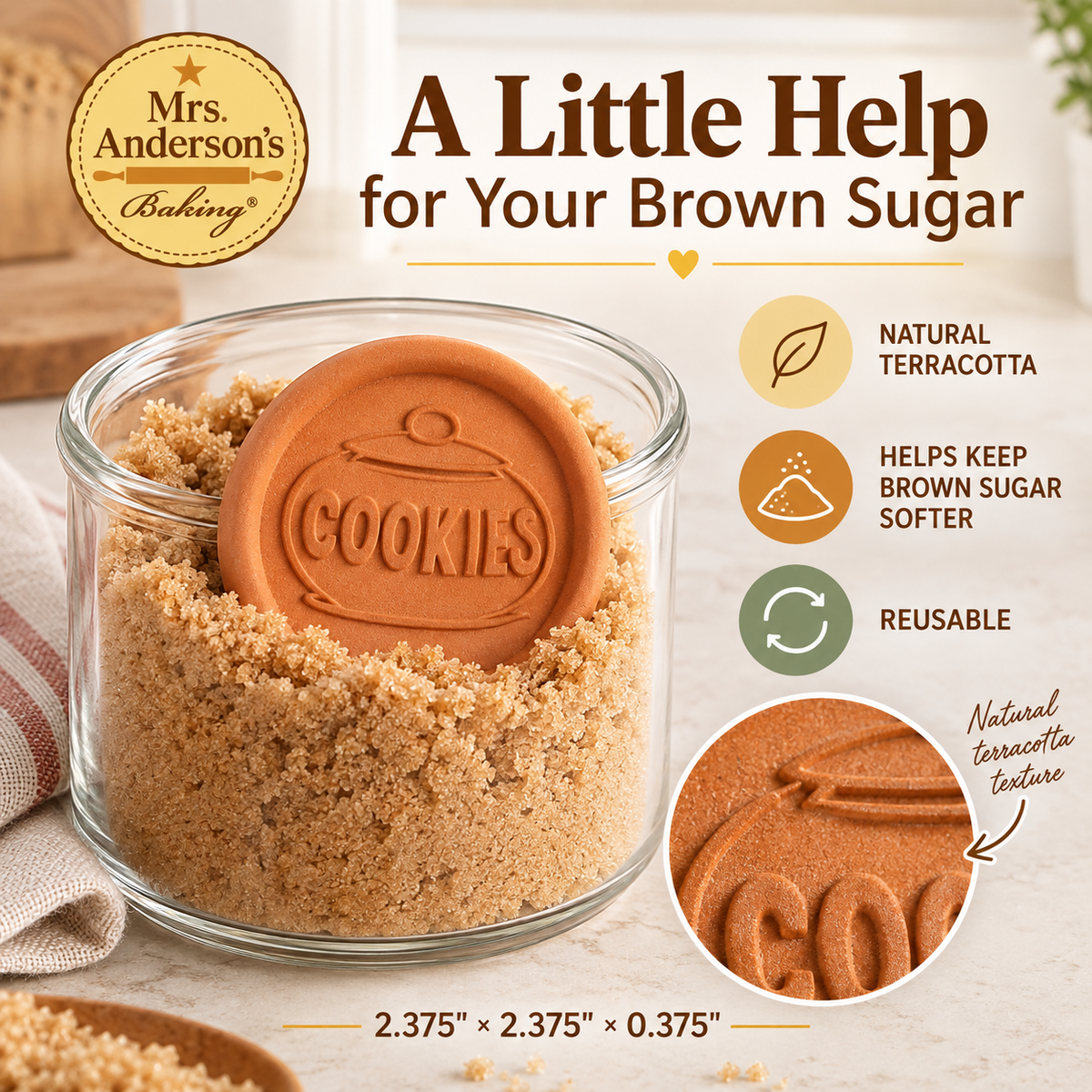 Mrs. Anderson's Baking Brown Sugar Saver, Cookie Jar Design