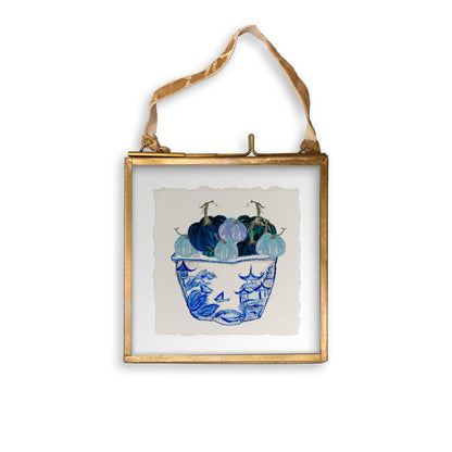 Blue & White Pot with Blue Pumpkins: Dishtowel / -