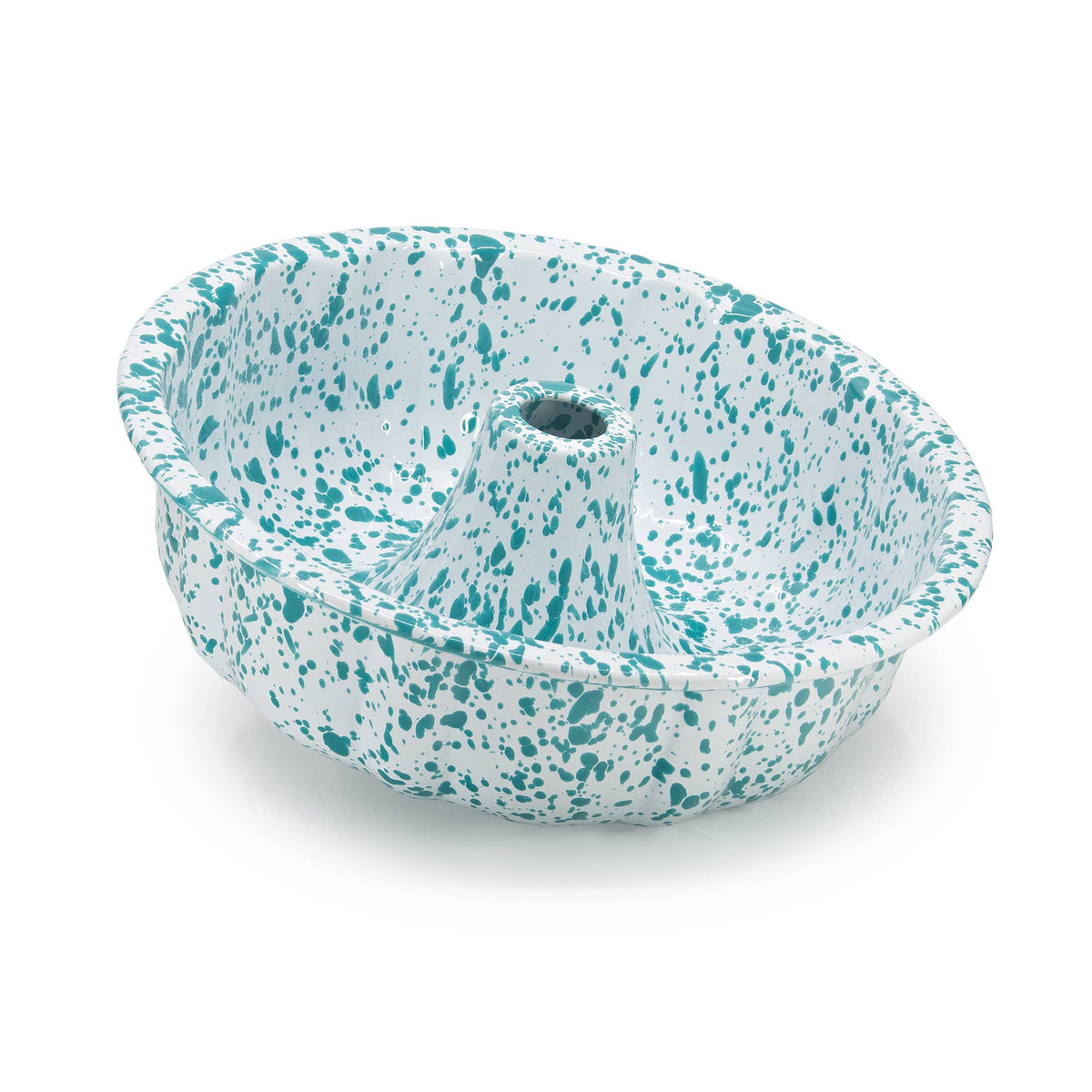 Splatter Enamelware Bundt Pan: Navy and Cream Splatter