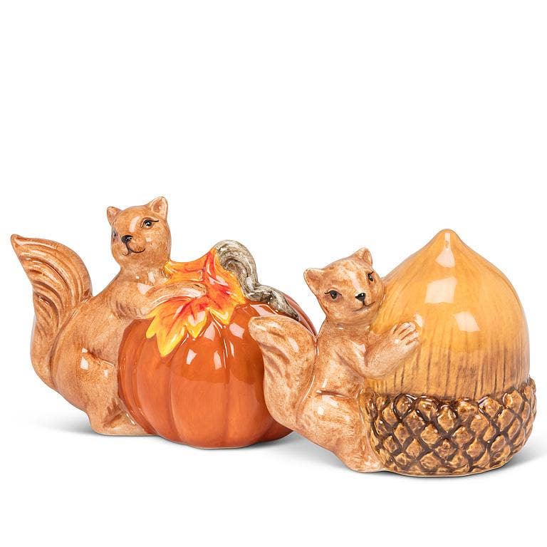 Squirrel with Pumpkin & Acorn Salt and Pepper Shakers