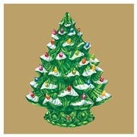 Vintage Christmas Tree Cocktail Napkin - Pack Of 20