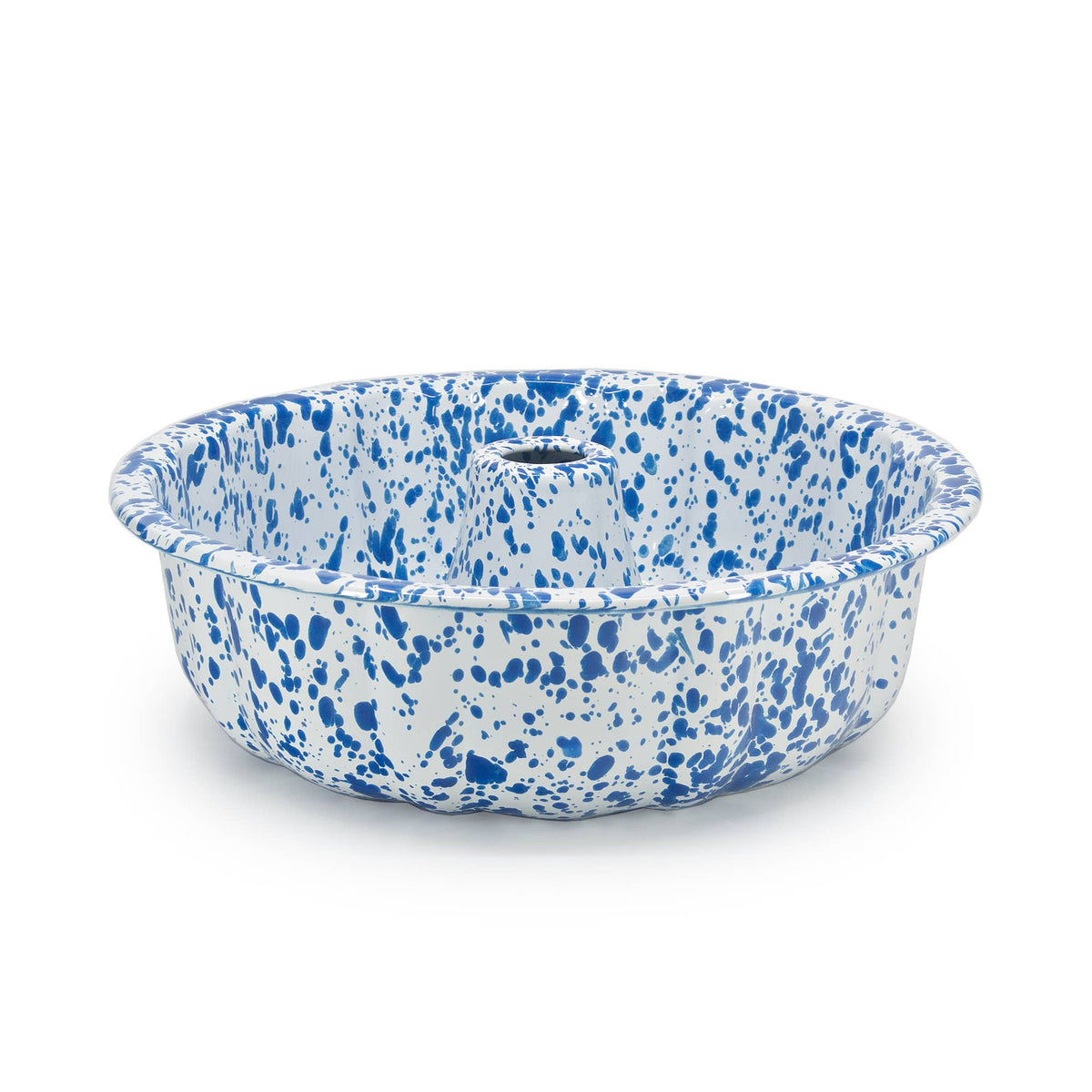 Splatter Enamelware Bundt Pan: Navy and Cream Splatter