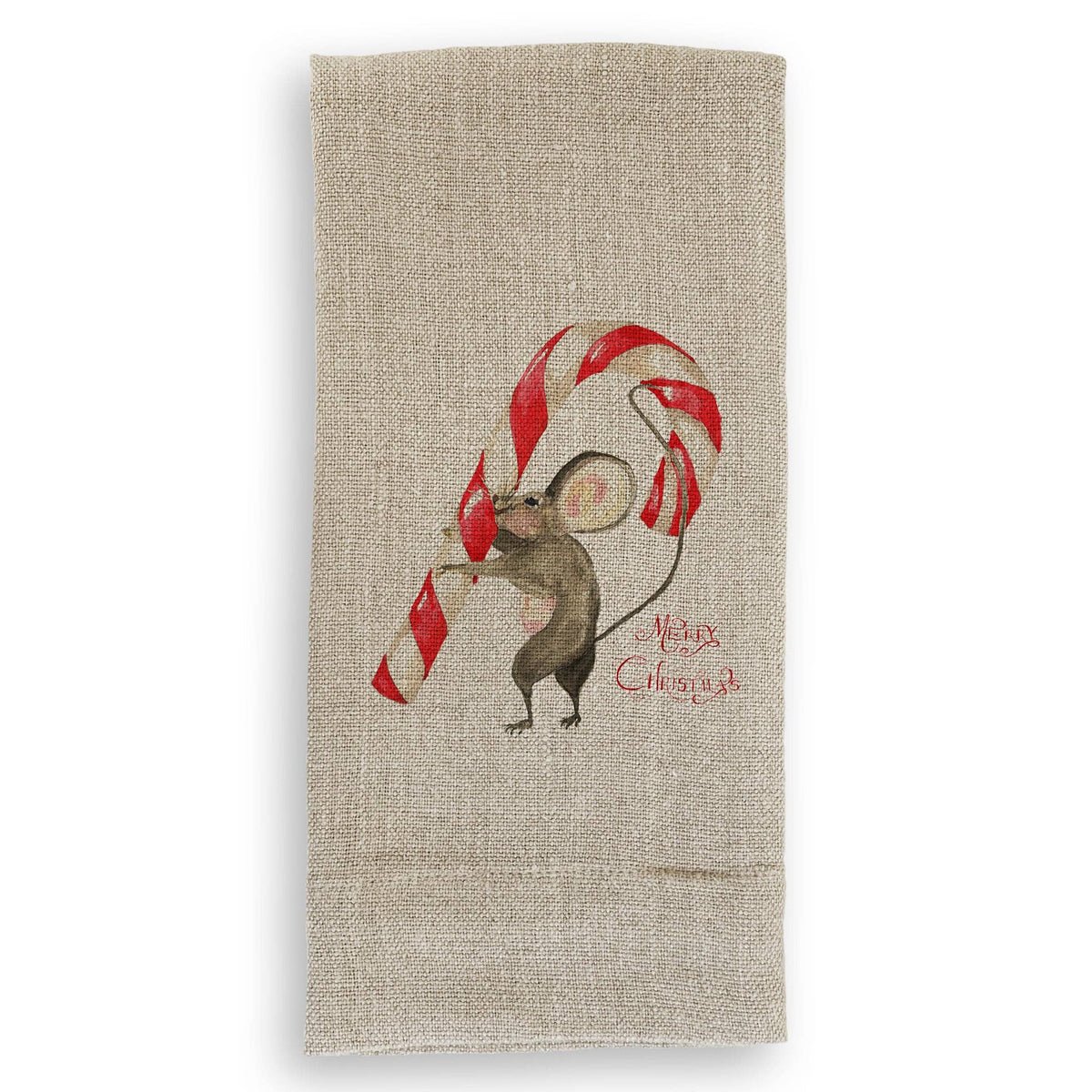 Mouse with Candy Cane: Dishtowel / Keep Words / -