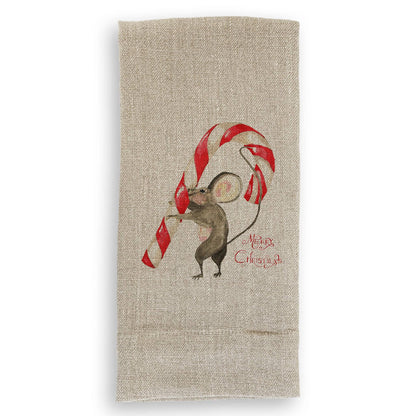 Mouse with Candy Cane: Dishtowel / Keep Words / -