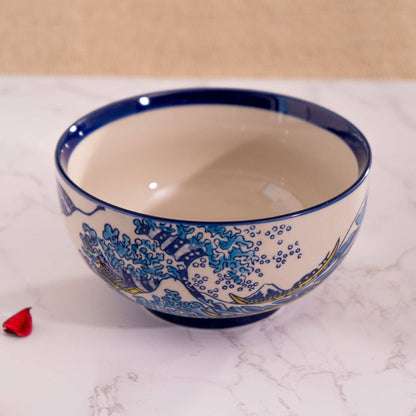 Great Wave Porcelain Medium Bowl – 6.5 in. Round, 22 oz