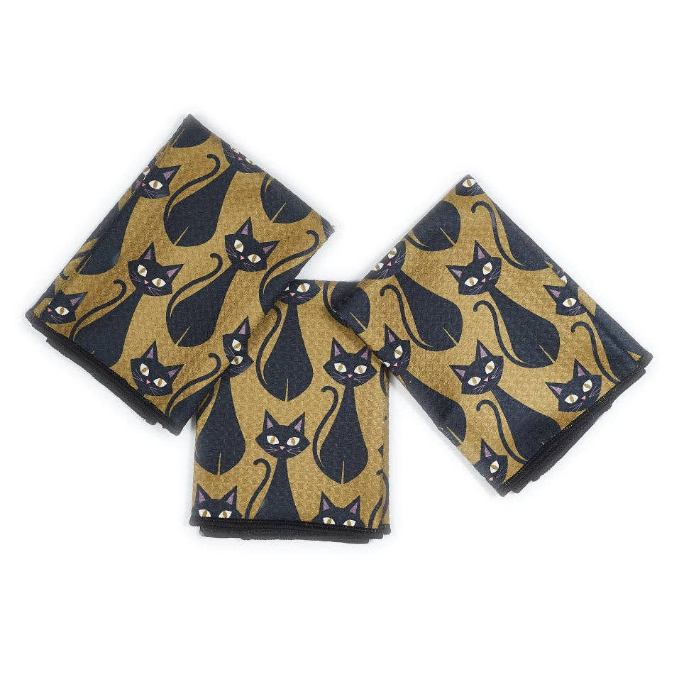 Mighty Mini Towel (Set of 3) Reversible - HJ Black Cat: Olive