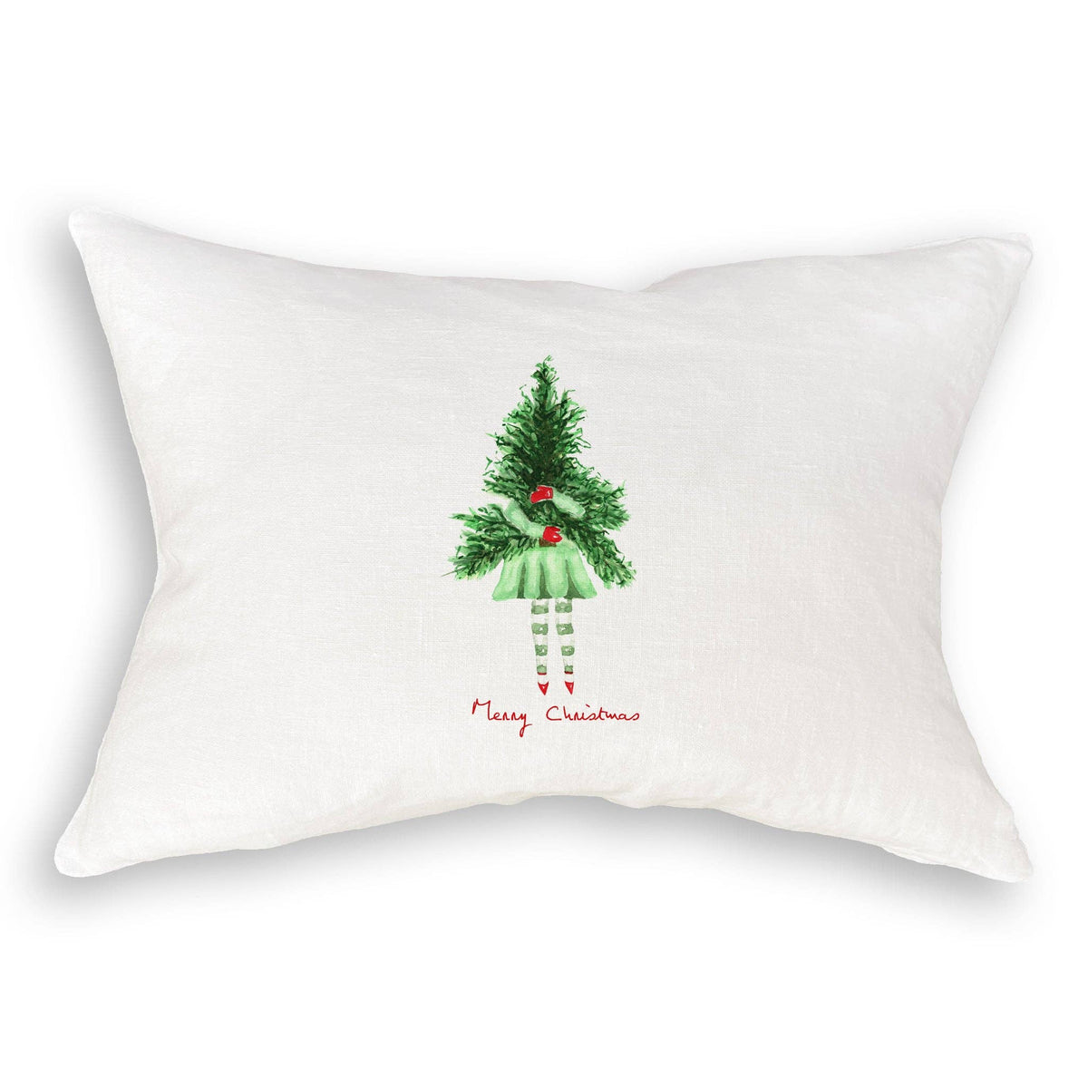 Lady with Christmas Tree: Dishtowel / Keep Words / -