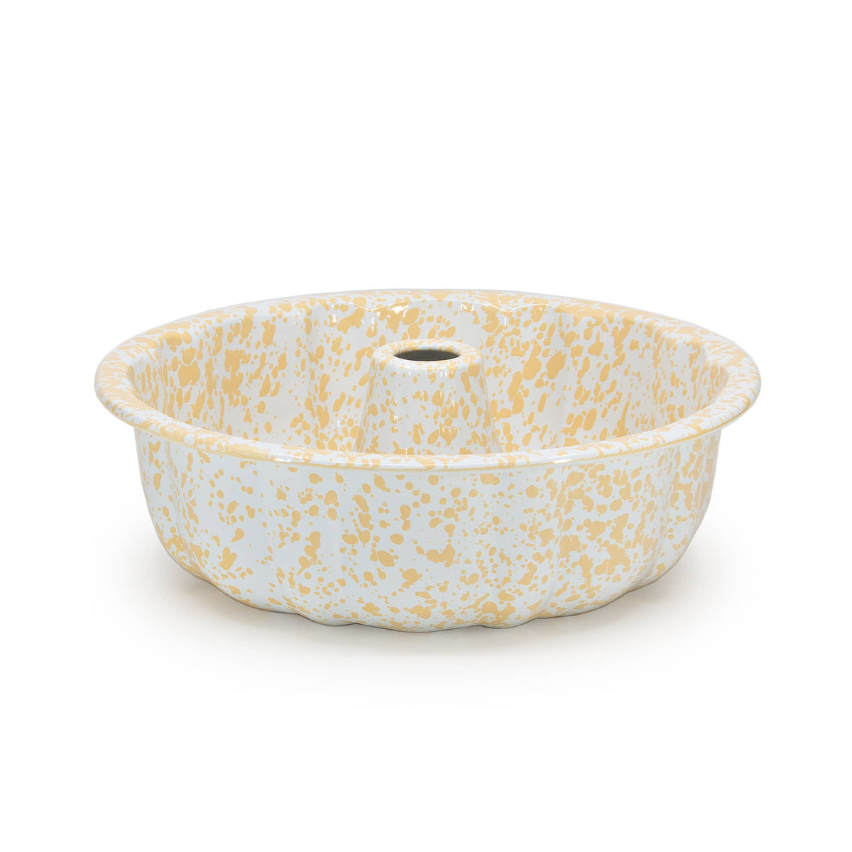 Splatter Enamelware Bundt Pan: Green and Cream Splatter