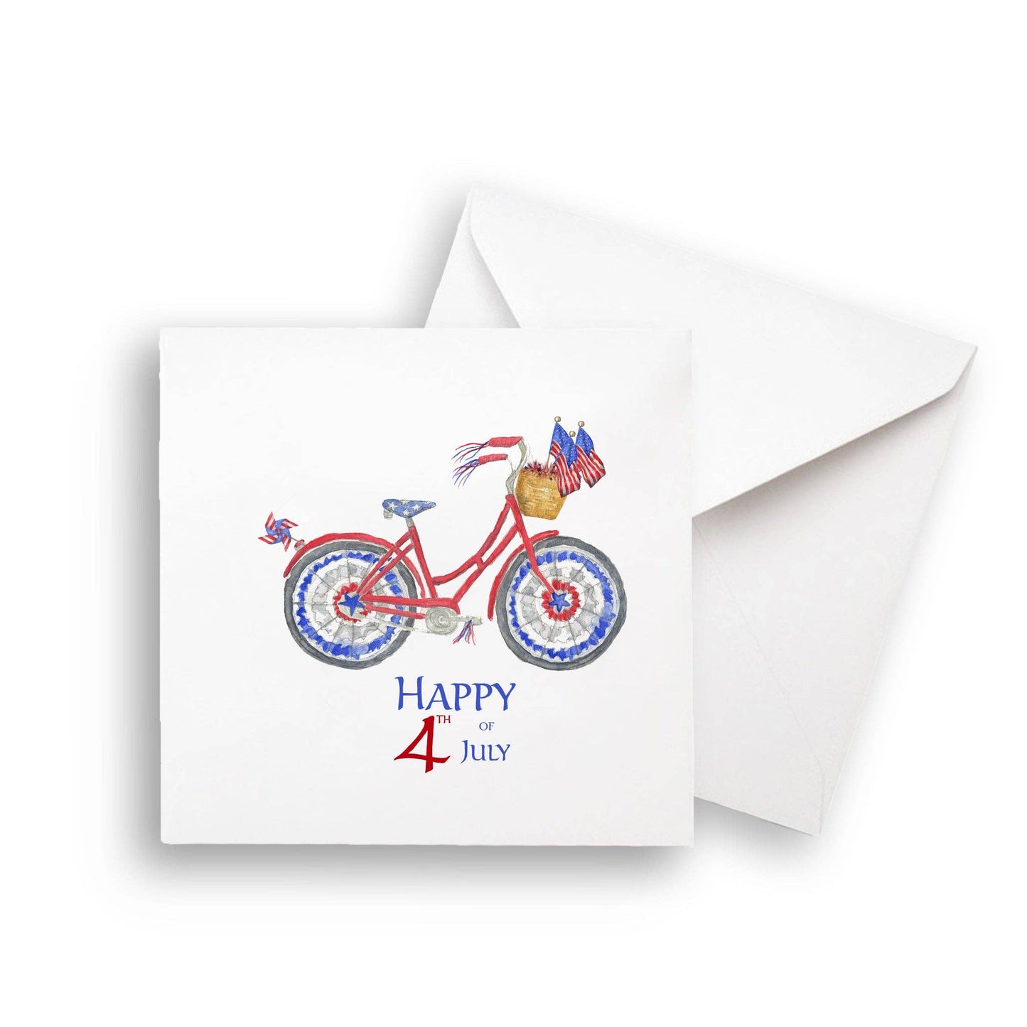 Patriotic Bike with Happy Fourth of July: Dishtowel / -