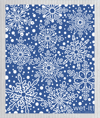 Winter Day Blue Swedish Dishcloth