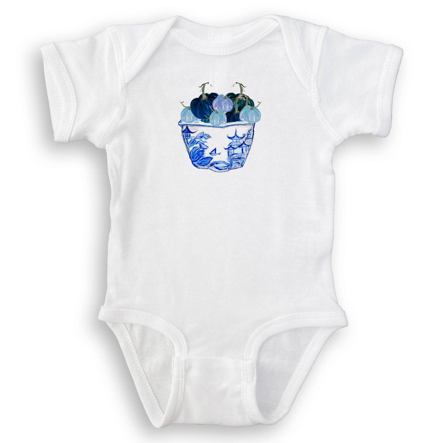 Blue & White Pot with Blue Pumpkins: Dishtowel / -