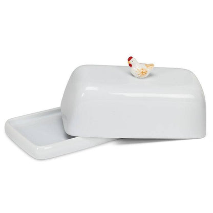 Rectangle Covered Butter Dish with Hen