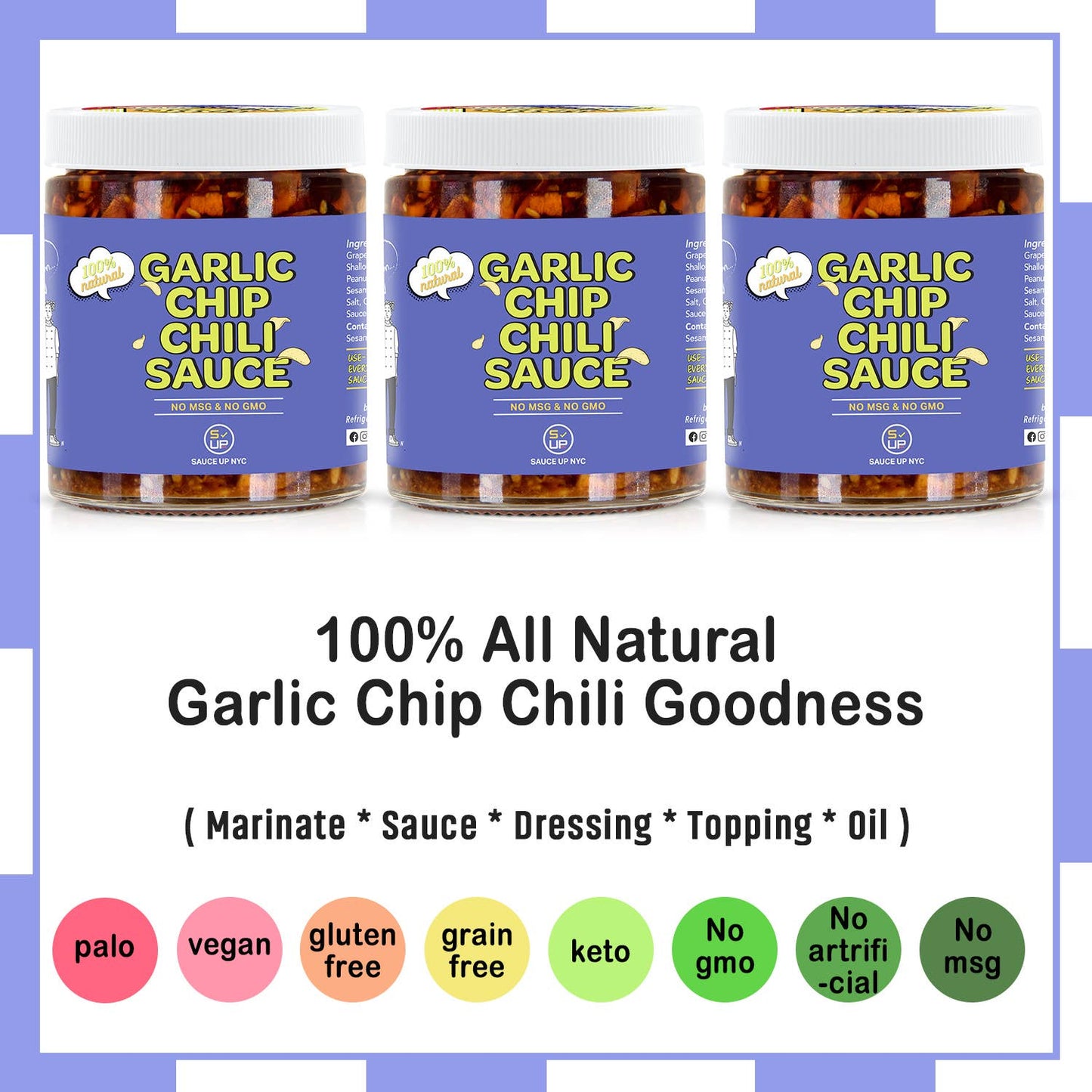 100% All-Natural Original Garlic Chip Chili Sauce -Topping !